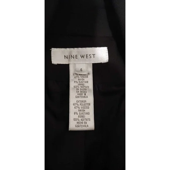 Nine West Womens Black Blazer Jacket Sz 4 Collared Button Front Career Office Lq - Picture 11 of 11